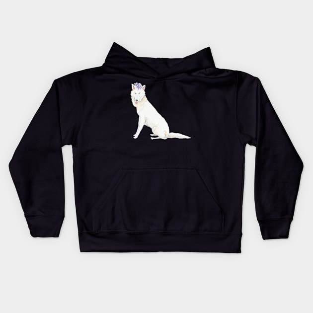 White Swiss shepherd dog Kids Hoodie by doggyshop